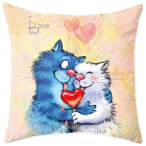 Подушка «Влюбленные коты», холлофайбер