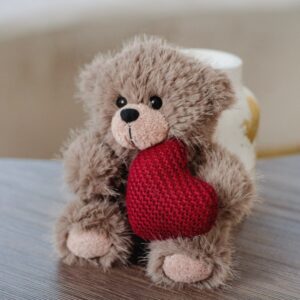 Игрушка мягкая- брелок Мишка с сердцем, коричневый (малый)