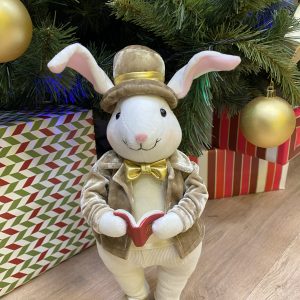 Интерьерная кукла Кролик в шляпе беж