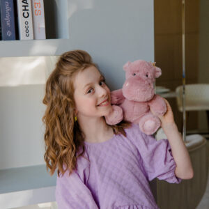 Игрушка мягкая Бегемотик темно-розовый в подарочной коробке Paris