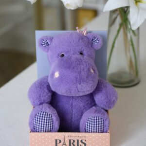 Игрушка мягкая Бегемотик фиолетовый в подарочной коробке Paris