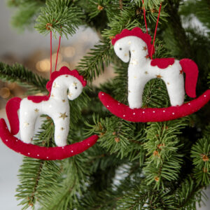 Набор ёлочных украшений Лошадки белые