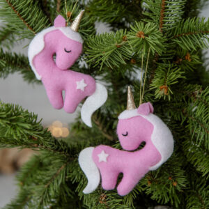 Набор ёлочных украшений Единорожки розовые
