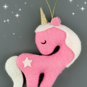 Ёлочное украшение Единорожка розовая